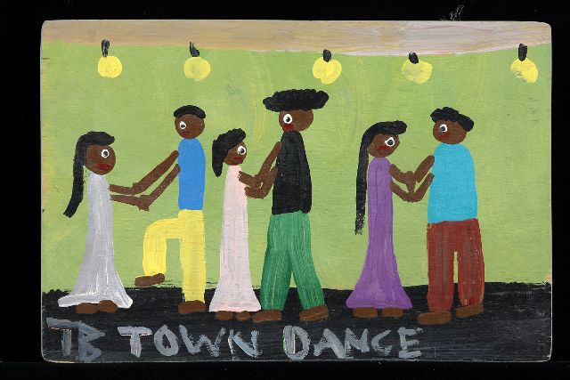 Brown T.  | Town dance, Acryl auf Holz 24,0 x 36,0 cm, Unterzeichnet u.l. mit Initialen