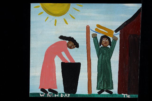 Tim Brown | Wash day, Acryl auf Holz, 35,0 x 41,0 cm, Unterzeichnet u.r. mit Initialen