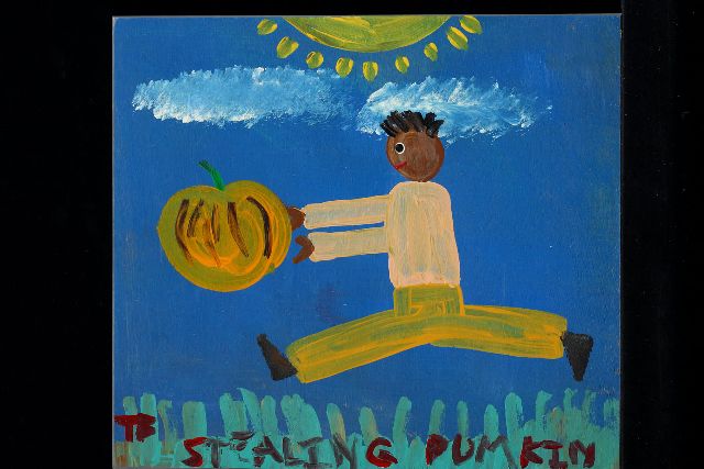 Brown T.  | Stealing pumkin, Acryl auf Holz 35,0 x 39,0 cm, Unterzeichnet u.l. mit Initialen