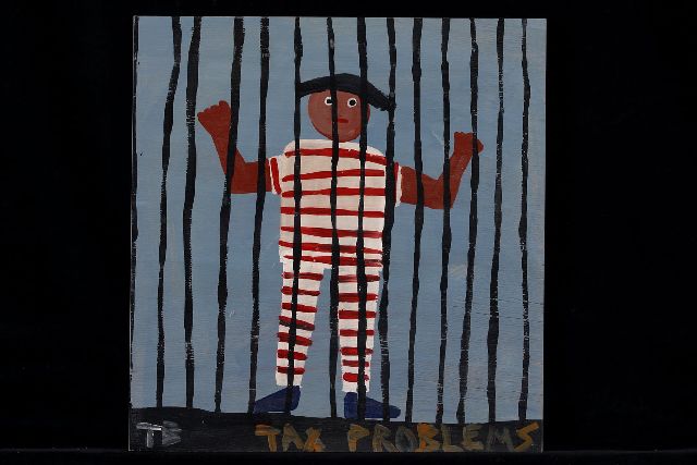 Tim Brown | Tax problems, Acryl auf Holz, 40,0 x 38,0 cm, Unterzeichnet u.l. mit Initialen