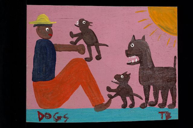 Brown T.  | Dogs, Acryl auf Holz 34,0 x 45,0 cm, Unterzeichnet u.r. mit Initialen
