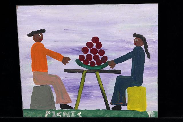 Tim Brown | Picnic, Acryl auf Holz, 34,0 x 42,0 cm, Unterzeichnet u.r. mit Initialen