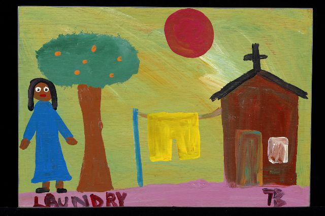 Tim Brown | Laundry, Acryl auf Holz, 28,0 x 41,0 cm, Unterzeichnet u.r. mit Initialen