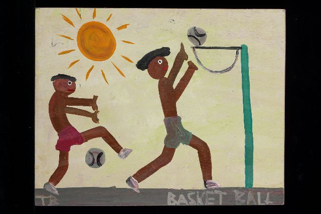 Brown T.  | Basket ball, Acryl auf Holz 38,0 x 48,0 cm, Unterzeichnet u.l. mit Initialen