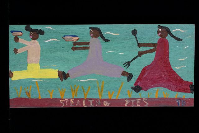 Tim Brown | Stealing pies, Acryl auf Holz, 25,0 x 55,0 cm, Unterzeichnet u.r. mit Initialen