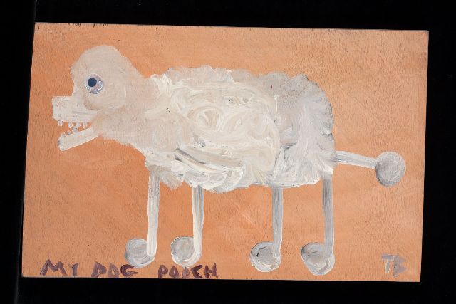 Tim Brown | My dog Pooch, Acryl auf Holz, 31,0 x 50,0 cm, Unterzeichnet u.r. mit Initialen