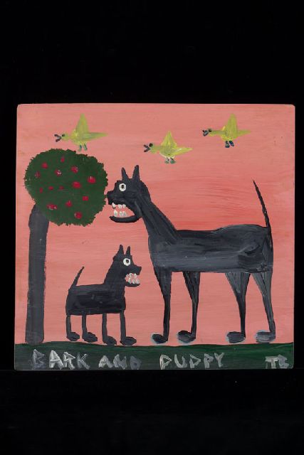 Tim Brown | Bark and puppy, Acryl auf Holz, 41,0 x 43,0 cm, Unterzeichnet u.r. mit Initialen