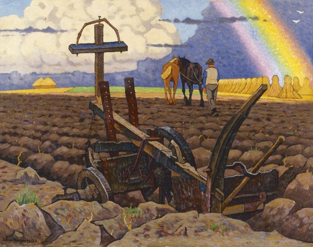 Johan Kuijpers | Ploughing the fields, Öl auf Leinwand, 58,5 x 74,7 cm, signed l.l. und dated '29