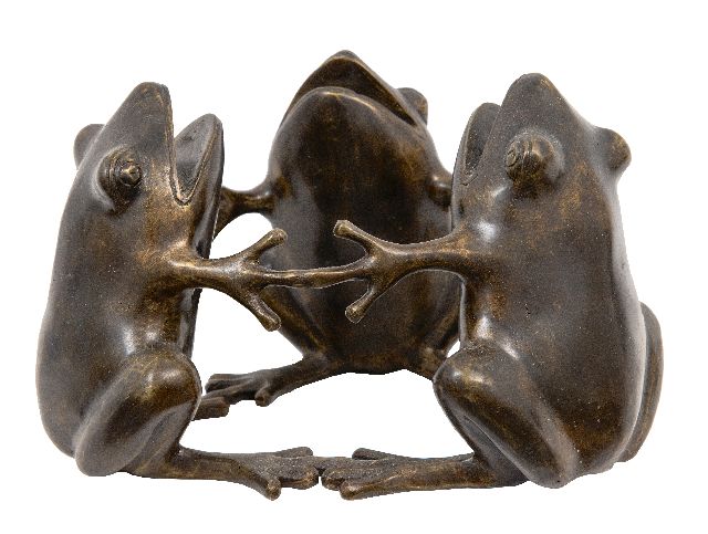 Onbekend | Drei Frösche, Bronze, 19,5 cm