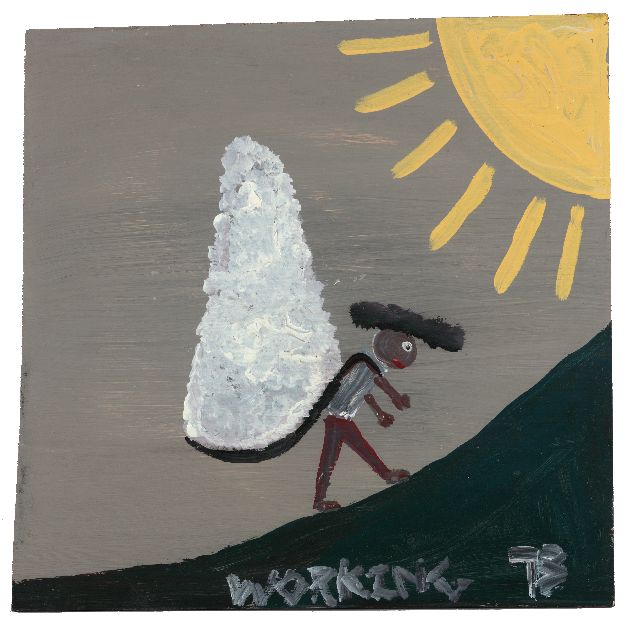 Tim Brown | Working, Acryl auf Holz, 40,0 x 40,0 cm, Unterzeichnet u.r. mit Initialen