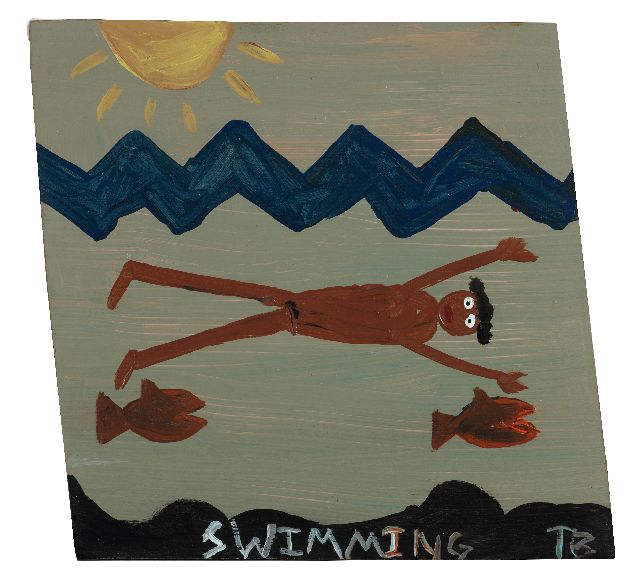 Tim Brown | Swimming, Acryl auf Holz, 40,0 x 41,0 cm, Unterzeichnet u.r. mit Initialen