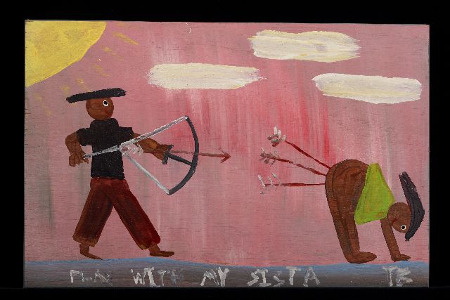 Brown T.  | Play with my sista, Acryl auf Holz 37,0 x 56,0 cm, Unterzeichnet u.r. mit Initialen