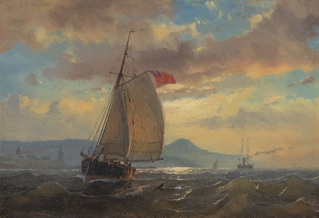 Petrus Paulus Schiedges | Segelschiff vor der englischen Küste, Öl auf Holz, 25,5 x 36,4 cm, Unterzeichnet u.l. und datiert '62