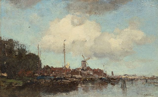 Jacob Maris | Stadt am Wasser, Öl auf Leinwand, 47,1 x 75,6 cm, Unterzeichnet u.r. und zu datieren ca. 1875