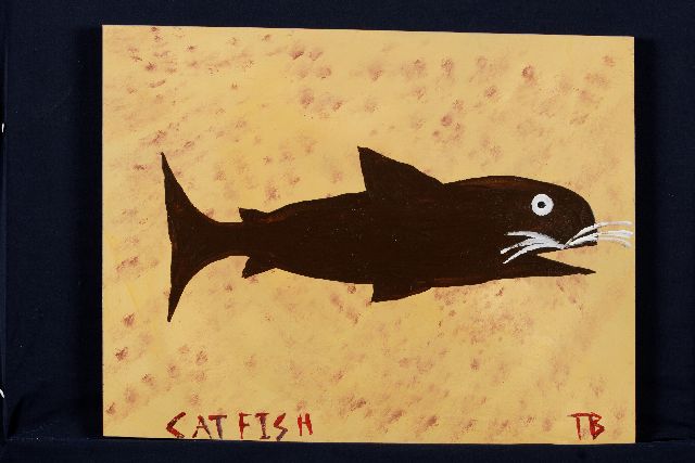 Tim Brown | Catfish, Acryl auf Holz, 41,0 x 54,0 cm, Unterzeichnet u.r. mit Initialen
