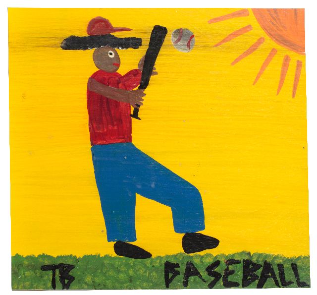 Tim Brown | Baseball, Acryl auf Holz, 39,0 x 39,0 cm, Unterzeichnet u.l. mit Initialen