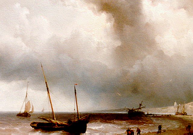 Louis Meijer | Anchored vessels, Öl auf Holz, 27,2 x 35,4 cm, signed l.l. und dated 1850
