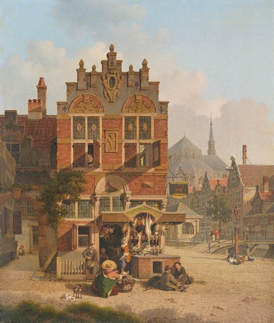Jan Hendrik Verheijen | Der Geflügelmarkt, Öl auf Leinwand, 64,7 x 54,9 cm, Unterzeichnet u.l. und zonder lijst