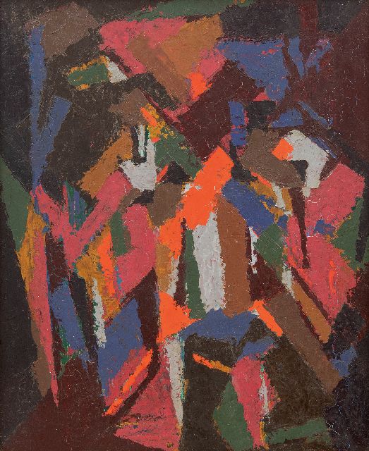 Frieda Hunziker | Komposition, Öl auf Leinwand, 45,5 x 37,5 cm, Unterzeichnet im Verso und zu datieren 1948