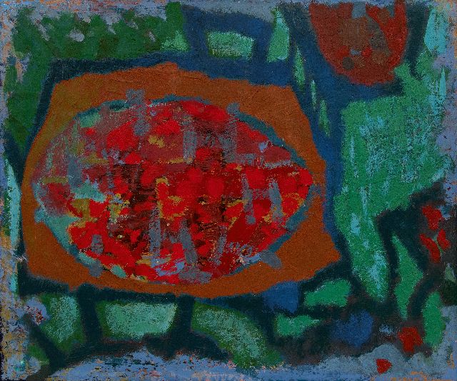 Frieda Hunziker | Innenraum II, Öl auf Malereifaser, 45,4 x 54,3 cm, Unterzeichnet im Verso und zu datieren 1949