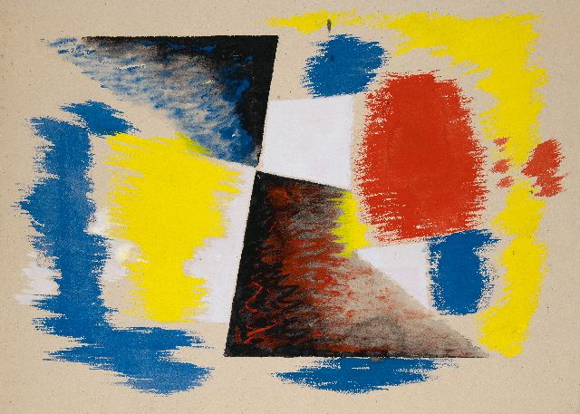 Frieda Hunziker | Komposition, Bleistift und Gouache auf Papier, 57,6 x 78,9 cm, Unterzeichnet im Verso