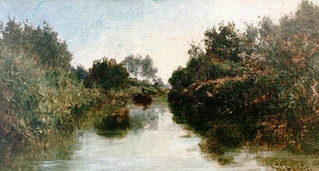 Willem Roelofs | A stream, Öl auf Leinwand Malereifaser, 23,0 x 40,5 cm, signed l.r.