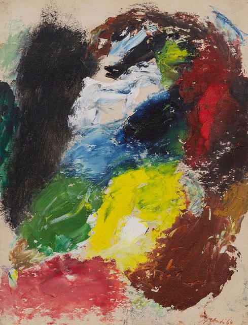 Eugène Brands | Komposition, Öl auf Papier auf Leinwand, 31,8 x 24,5 cm, Unterzeichnet u.r. und datiert '64