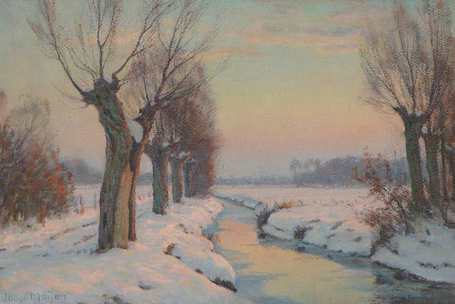Johan Meijer | Schneelandschaft bei Sonnenaufgang, Öl auf Leinwand, 40,5 x 59,5 cm, Unterzeichnet u.l.