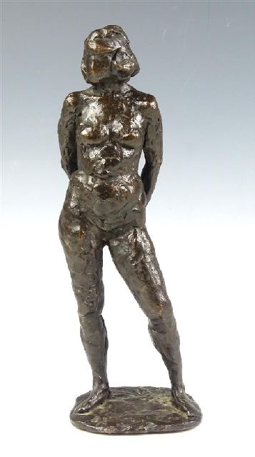 Hollandse School, 20e eeuw   | Weiblicher Akt, Bronze 30,0 x 10,2 cm, datiert '99