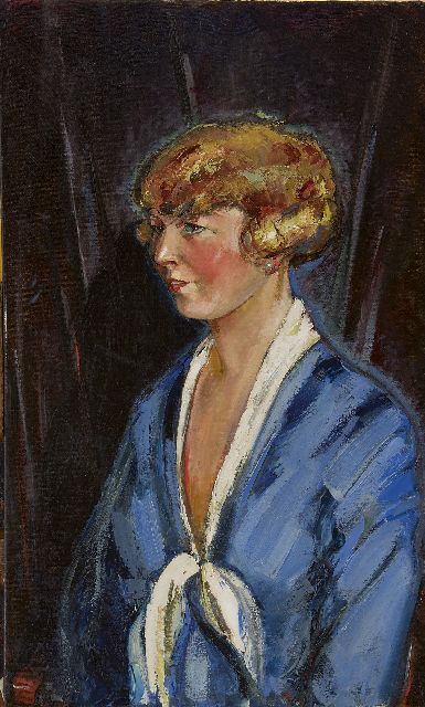Kees Maks | Ein Porträt von junge Frau, Öl auf Leinwand, 90,3 x 55,1 cm