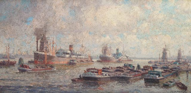 Delfgaauw G.J.  | Der Hafen von Rotterdam, Öl auf Leinwand 60,6 x 120,7 cm, Unterzeichnet u.r. und ohne Rahmen