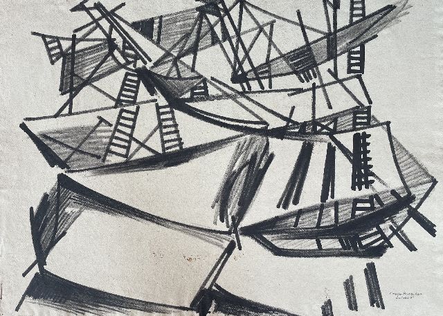 Frieda Hunziker | Curaçao; im Verso: Komposition, pencil, ink and black chalk on paper, 57,5 x 79,2 cm, Unterzeichnet u.r. und zu datieren ca. 1952