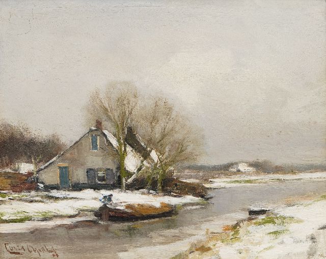 Louis Apol | Bauernhof im Schnee, Öl auf Holz, 21,3 x 27,1 cm, Unterzeichnet u.l.