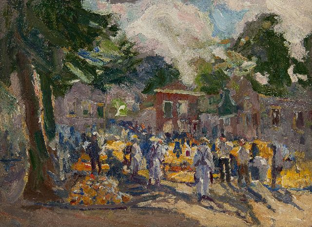Pol Dom | Käsemarkt, Öl auf Holz, 33,0 x 45,0 cm