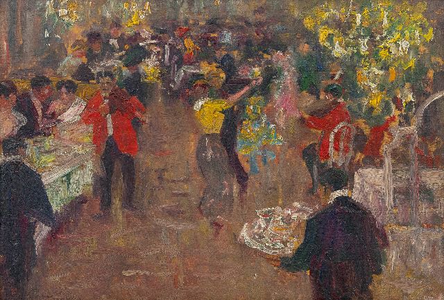 Elie Pavil | Diner dansant, Öl auf Holz, 23,3 x 33,0 cm, Unterzeichnet u.l. und datiert 1910