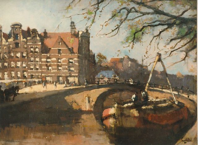 Vlist L. van der | A canal, Amsterdam, Öl auf Leinwand 45,2 x 60,3 cm, signed l.r.