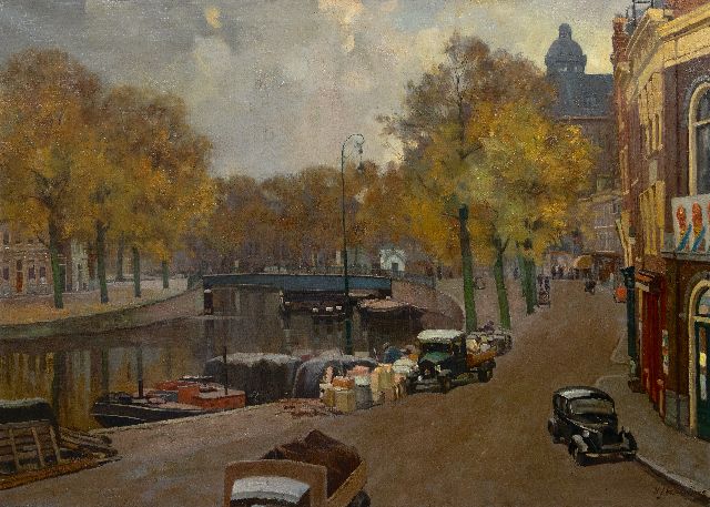 Hendrik Jan Wesseling | Der Fluss Het Spaarne in Haarlem, von der Damstraat aus gesehen, Öl auf Leinwand, 80,8 x 110,9 cm, Unterzeichnet u.r. und zu datieren 1930er Jahren