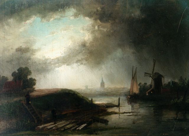 Charles Leickert | Evening twilight, Öl auf Holz, 21,7 x 29,0 cm, signed l.r.