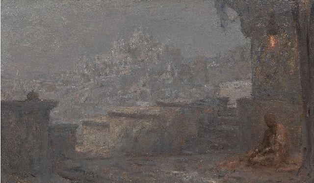 Marius Bauer | Tempelstadt, Öl auf Leinwand, 41,6 x 70,5 cm, Unterzeichnet u.l.