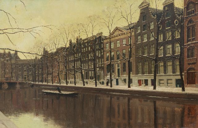Evert Jan Ligtelijn | Grachtenhäuser in Amsterdam, Öl auf Leinwand, 60,5 x 90,9 cm, Unterzeichnet u.r.