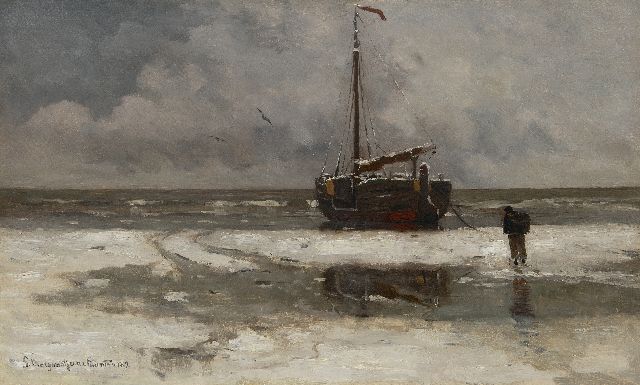 Morgenstjerne Munthe | Der Strand im Winter, Katwijk, Öl auf Leinwand, 43,4 x 71,3 cm, Unterzeichnet u.l. und datiert 1902, ohne Rahmen
