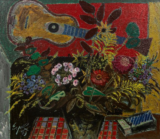 Charles Eyck | Stillleben mit Gitarre, Öl auf Leinwand, 70,5 x 80,1 cm, Unterzeichnet u.l. und datiert '69