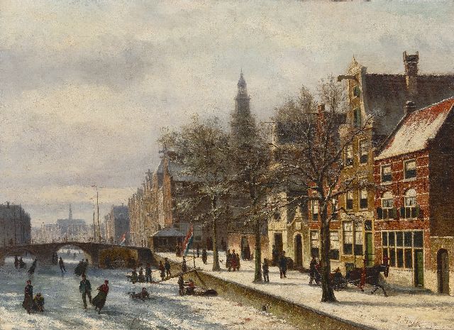 Hulk sr. J.F.  | Haarlem im Winter, Öl auf Leinwand 58,2 x 80,6 cm, Unterzeichnet u.r.