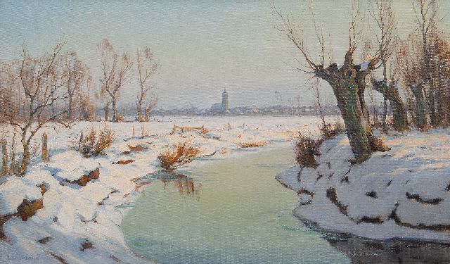 Johan Meijer | Winterlandschaft bei Blaricum, Öl auf Leinwand, 60,3 x 100,1 cm, Unterzeichnet u.l.