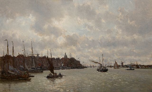 Louis Apol | Ein Blick auf Dordrecht über den Fluss Merwede, Öl auf Leinwand, 91,3 x 147,0 cm, Unterzeichnet u.l. und datiert '82