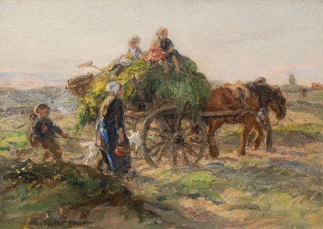 Jan Zoetelief Tromp | Zuhause mit der Familie, Katwijk, Öl auf Leinwand, 40,2 x 56,5 cm, Unterzeichnet u.l. und im Verso