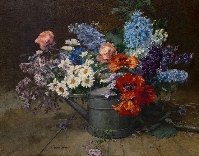 Clara von Sivers | Stillleben mit Blumen in einer Gießkanne, Öl auf Leinwand, 80,1 x 100,3 cm, Unterzeichnet u.m.l.