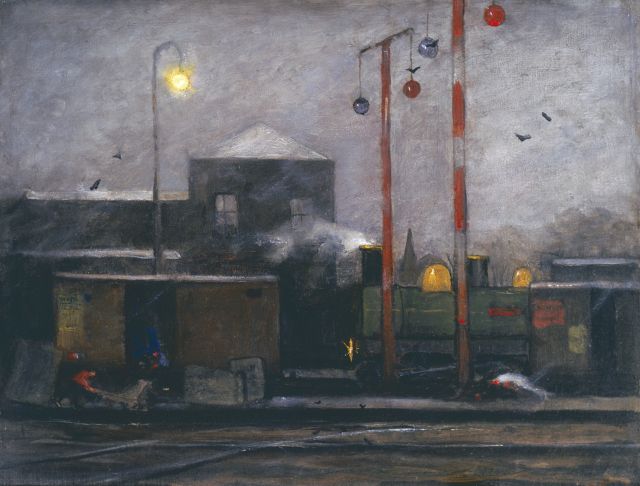 Karsen J.E.  | A railroad yard, Öl auf Leinwand 34,5 x 45,5 cm, signed l.r.