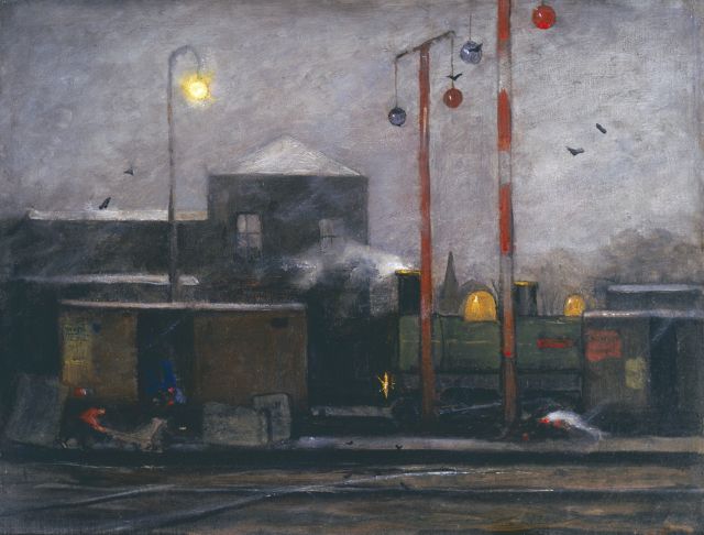 Eduard karsen | A railroad yard, Öl auf Leinwand, 34,5 x 45,5 cm, signed l.r.