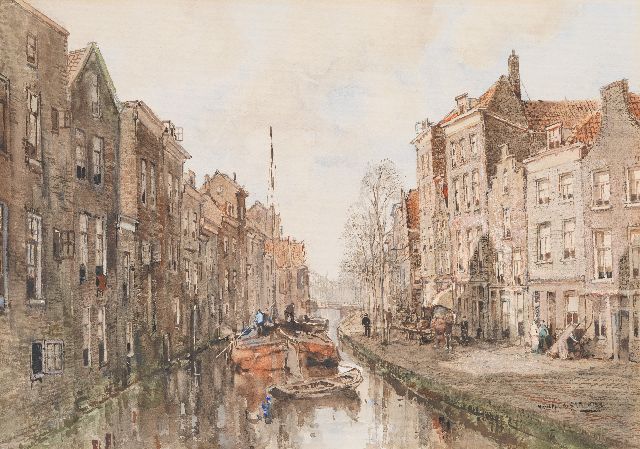 Herman Cornelis Adolf Paradies | Gezicht op het Schie te Schiedam, Aquarell auf Papier, 49,3 x 69,8 cm, Unterzeichnet u.r.